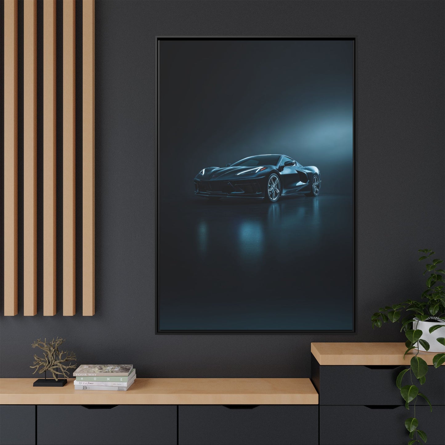 Chevrolet Corvette C8 Stingray – Mid-Engine Silhouette | Luxury Matte Canvas